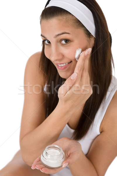 Schönheit Gesichtspflege Feuchtigkeitscreme weiß Mädchen Stock foto © CandyboxPhoto