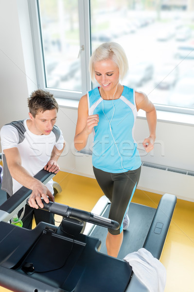 Young fitness instructor woman running at gym Stock photo © CandyboxPhoto