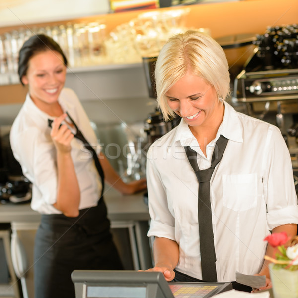 Cafe waitress cashes in order bill register Stock photo © CandyboxPhoto