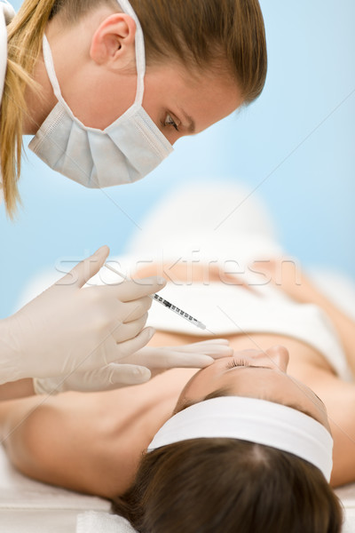 Stock fotó: Botox · injekció · nő · kozmetikai · gyógyszer · kezelés · közelkép