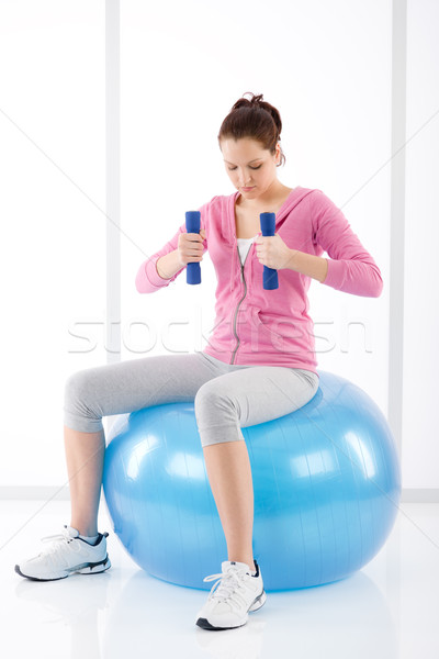 Фитнес-женщины осуществлять мяча спортзал фитнес Сток-фото © CandyboxPhoto