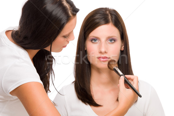 Make-up artist woman fashion model apply powder Stock photo © CandyboxPhoto