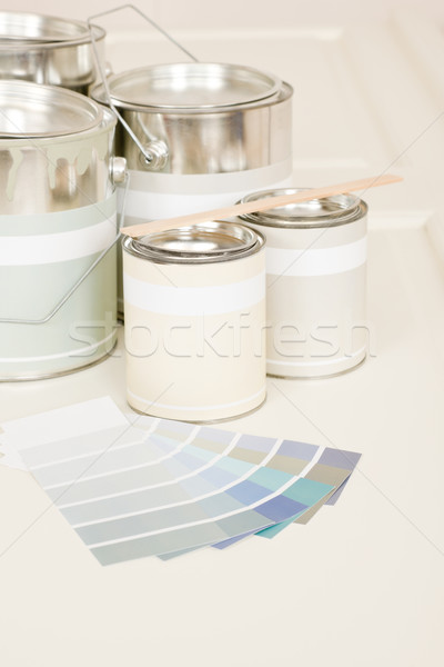 Stock photo: Home decorating paint can color swatches 