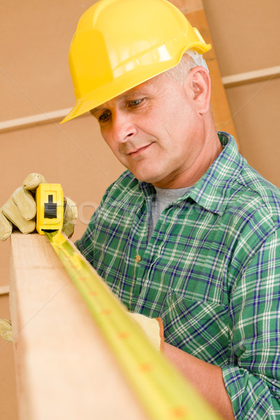 Stock foto: Handwerker · reifen · Zimmermann · Maßnahme · Holz · Strahl