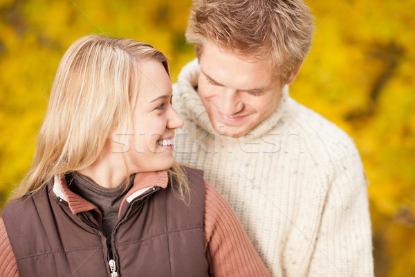 Autumn happy couple hugging together in park  Stock photo © CandyboxPhoto