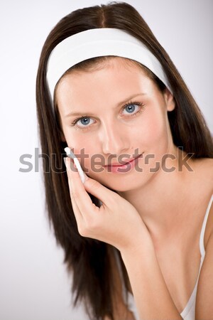 Stock foto: Gesichtspflege · Frau · Make-up · Baumwolle · Schönheit · Porträt