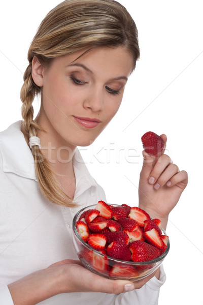 Stock photo: Healthy lifestyle series - Woman with strawberry