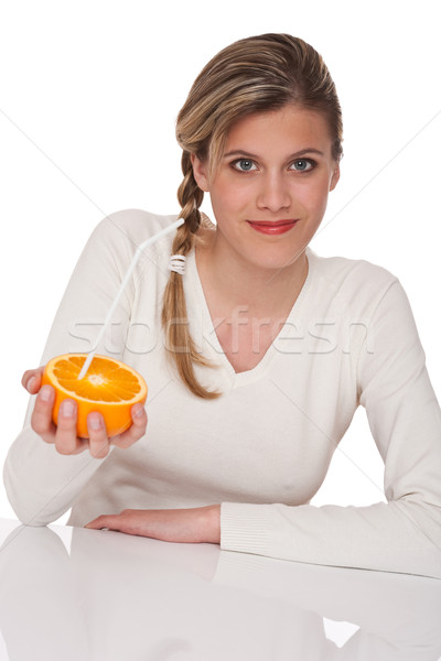 [[stock_photo]]: Femme · orange · blanche · fille