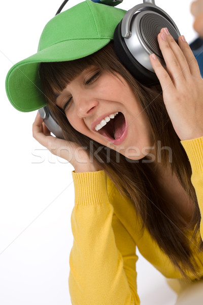 女性 代 楽しむ 音楽 ヘッドホン 幸せ ストックフォト © CandyboxPhoto