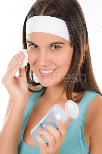 Adolescente problema cuidado de la piel mujer limpiar algodón Foto stock © CandyboxPhoto