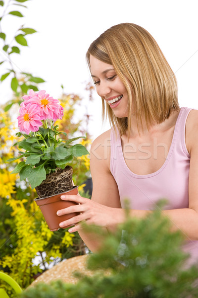 [[stock_photo]]: Jardinage · heureux · femme · floraison