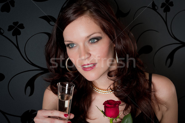 Stok fotoğraf: Kokteyl · kadın · şampanya · gül · akşam · içmek
