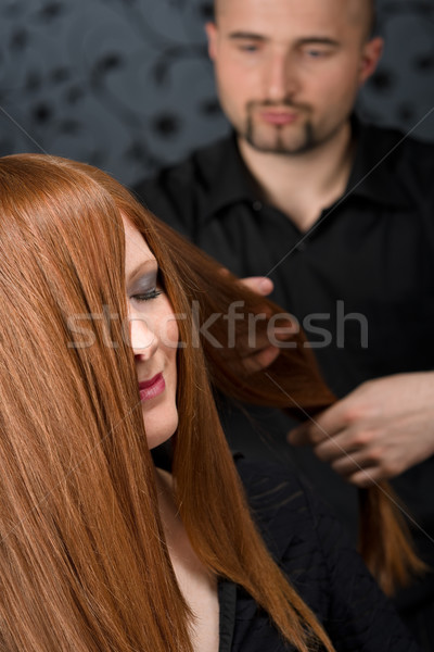 Professional hairdresser with fashion model at luxury salon Stock photo © CandyboxPhoto