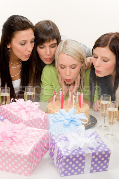 Zdjęcia stock: Urodziny · kobieta · Świeca · ciasto · szampana