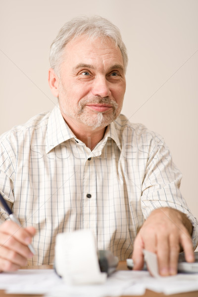 Senior mature man - home office paper tape calculator Stock photo © CandyboxPhoto
