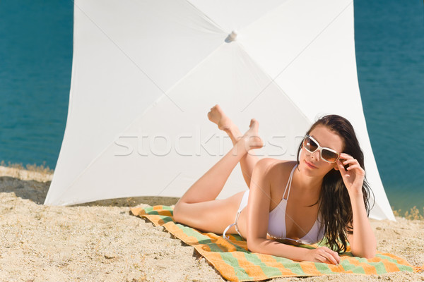 夏 ビーチ 若い女性 日光浴 ビキニ ストックフォト © CandyboxPhoto