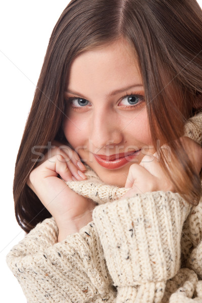 肖像 美しい 若い女性 着用 タートルネック 白 ストックフォト © CandyboxPhoto