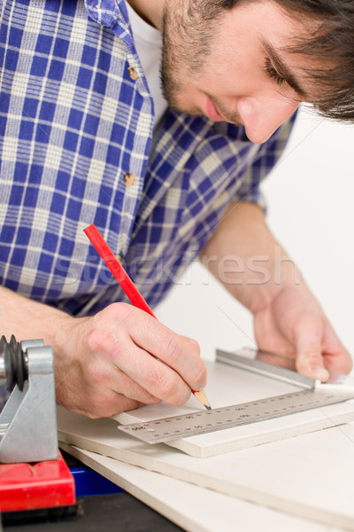 Home improvement - handyman cut tile  Stock photo © CandyboxPhoto