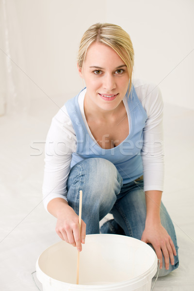 Home improvement - handywoman painting wall Stock photo © CandyboxPhoto