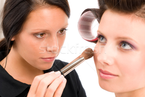 Make-up artist woman fashion model apply powder Stock photo © CandyboxPhoto