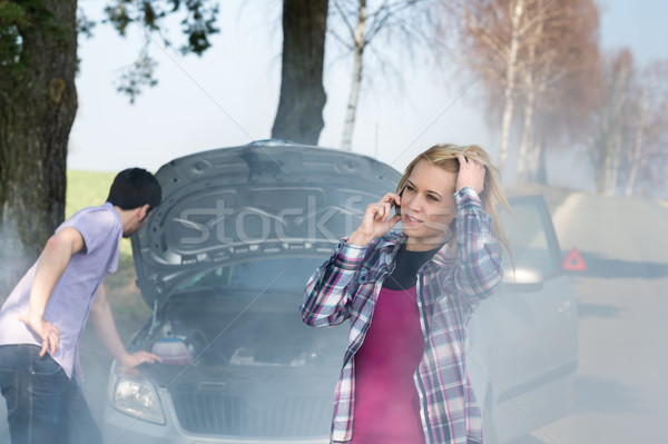 Car breakdown woman call for help Stock photo © CandyboxPhoto