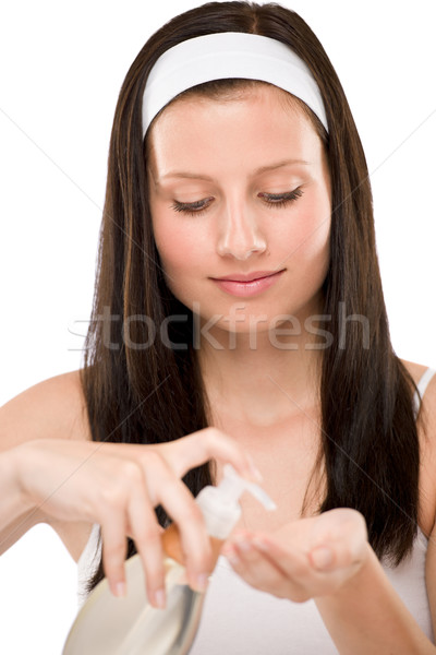 Test törődés nő jelentkezik masszázsolaj fehér Stock fotó © CandyboxPhoto