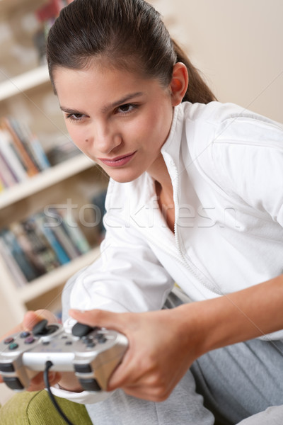 Studenti femminile adolescente giocare videogioco Foto d'archivio © CandyboxPhoto