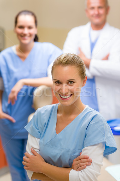 Dental team in stomatology clinic smiling staff Stock photo © CandyboxPhoto