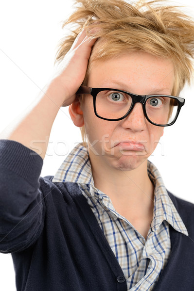 Frustrated nerd boy in geek glasses Stock photo © CandyboxPhoto