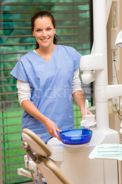 Weiblichen Zahnarzt Assistent Zahnarztpraxis lächelnd modernen Stock foto © CandyboxPhoto