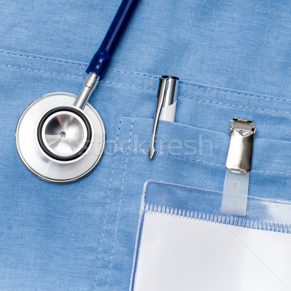 Arzt Namensschild Laborkittel Stethoskop blau Stock foto © CandyboxPhoto