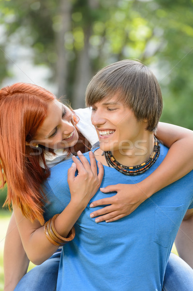 Kochający para na barana słoneczny parku Zdjęcia stock © CandyboxPhoto