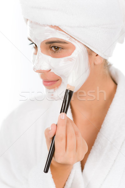 Stock photo: Teenager problem skin care - woman facial mask