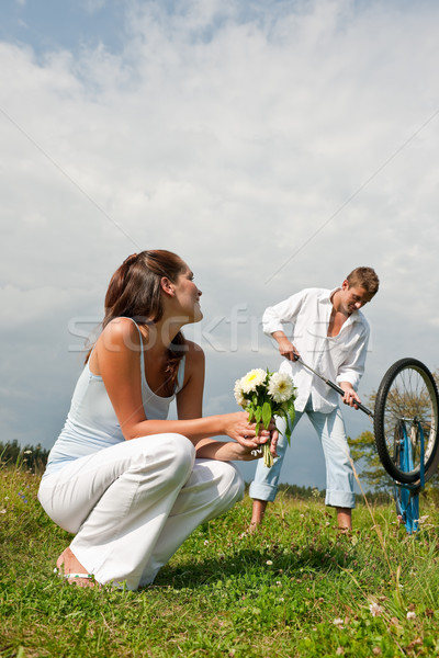 Stok fotoğraf: Romantik · eski · bisiklet · bahar · doğa