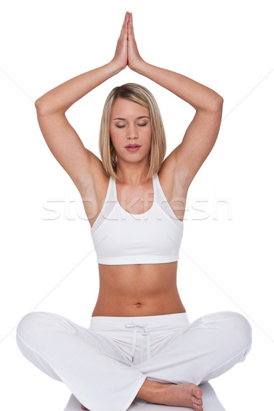 Fitness blond femme yoga poste blanche Photo stock © CandyboxPhoto