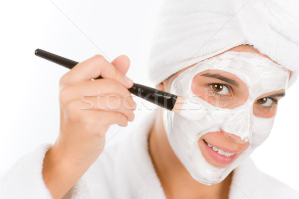 Teenager problem skin care - woman facial mask Stock photo © CandyboxPhoto