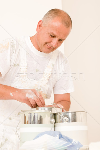 Home decorating mature male painter mixing color Stock photo © CandyboxPhoto