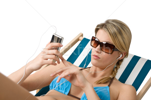 Beach - Happy woman relax in bikini with music Stock photo © CandyboxPhoto