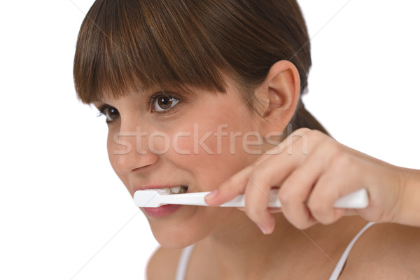 Test törődés női tinédzser fogmosás fehér Stock fotó © CandyboxPhoto