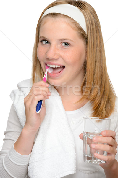 Happy teenage girl brushing teeth toothbrush dental  Stock photo © CandyboxPhoto