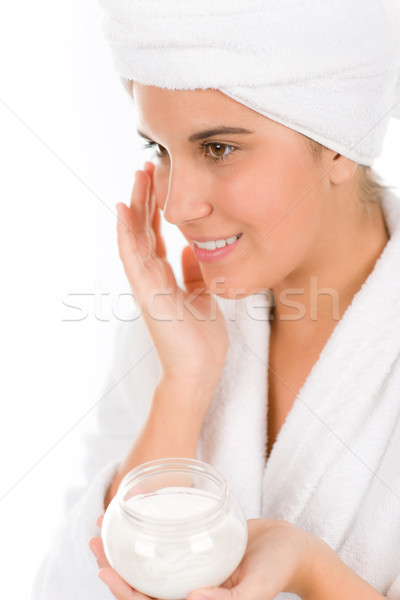 Adolescente cuidado de la piel mujer crema hidratante blanco belleza Foto stock © CandyboxPhoto
