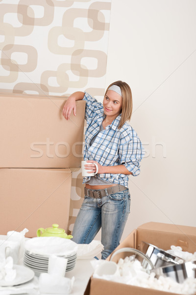 Moving house: Happy woman with box  Stock photo © CandyboxPhoto