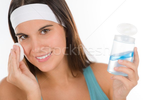 Nastolatek problem pielęgnacja skóry kobieta oczyścić bawełny Zdjęcia stock © CandyboxPhoto