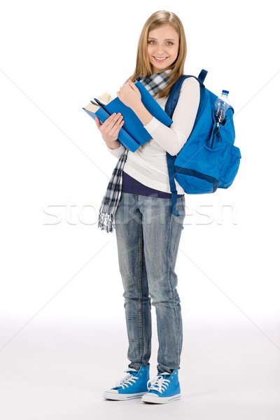 Student teenager woman with schoolbag book Stock photo © CandyboxPhoto