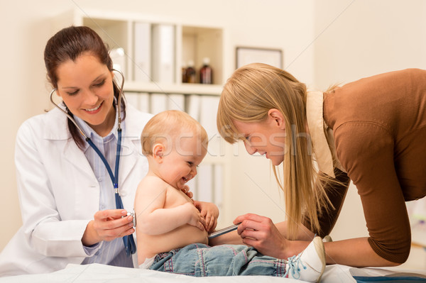 Pediatrician check-up baby girl with stethoscope Stock photo © CandyboxPhoto
