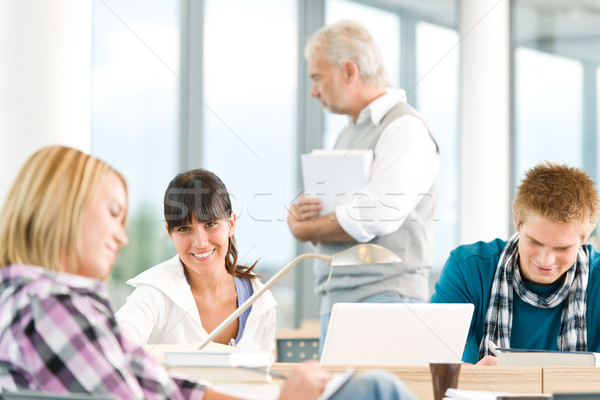 High school - three students with mature professor Stock photo © CandyboxPhoto