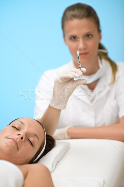 Botox-Injektion Frau kosmetischen Medizin Behandlung Schwerpunkt Stock foto © CandyboxPhoto