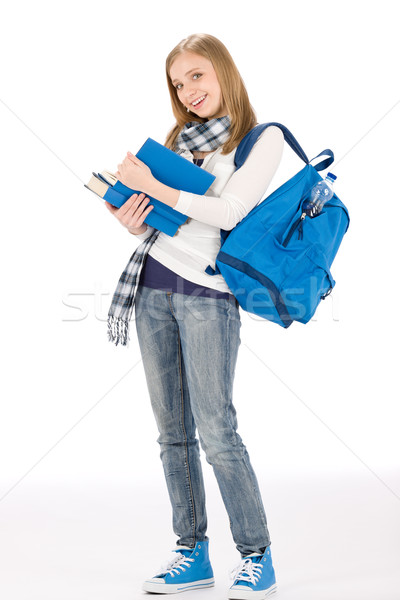 Student teenager woman with schoolbag book Stock photo © CandyboxPhoto