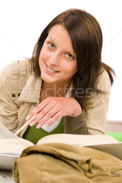 Student vrouwelijke tiener schrijven huiswerk boek Stockfoto © CandyboxPhoto