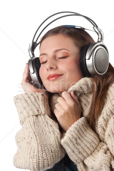 Retrato feliz mujer música auriculares Foto stock © CandyboxPhoto
